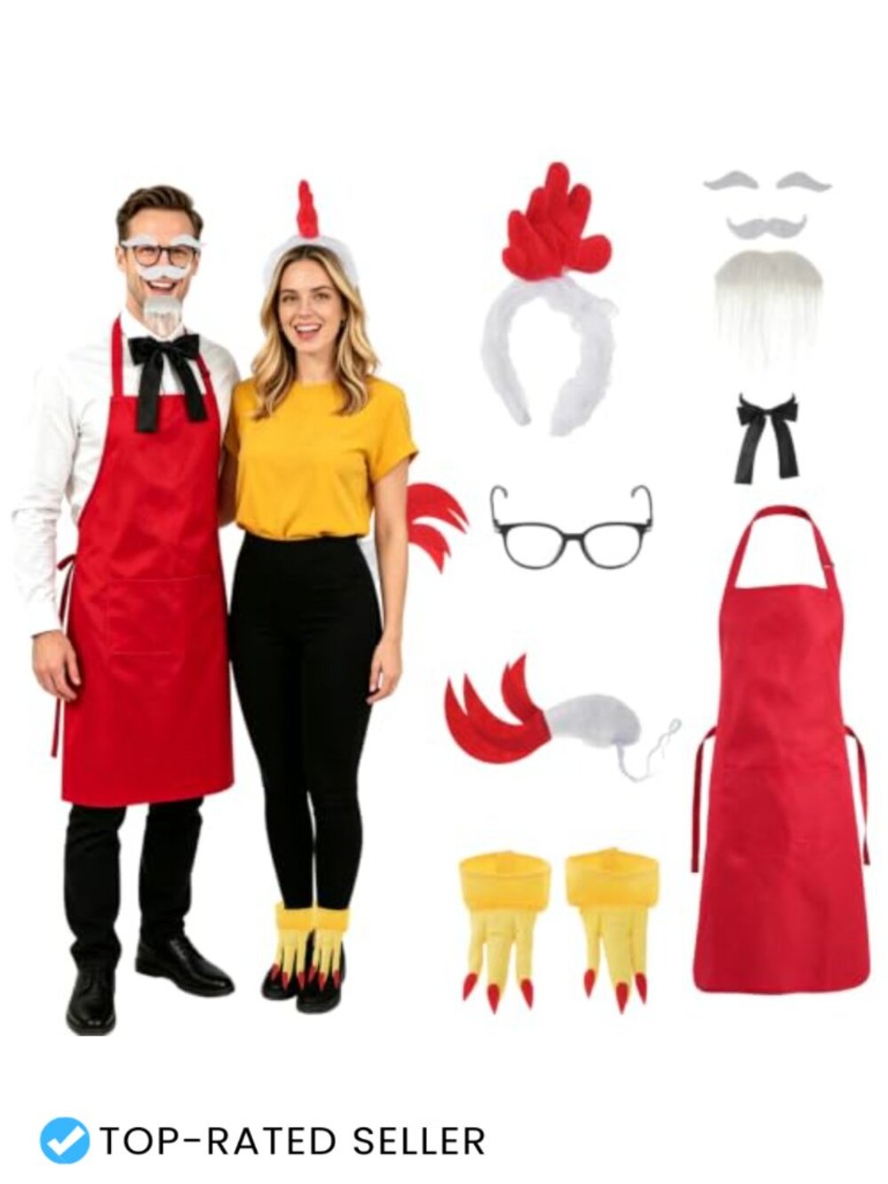 Fast Food Couple Halloween Costume Accessories Set 10 Pcs Polyester